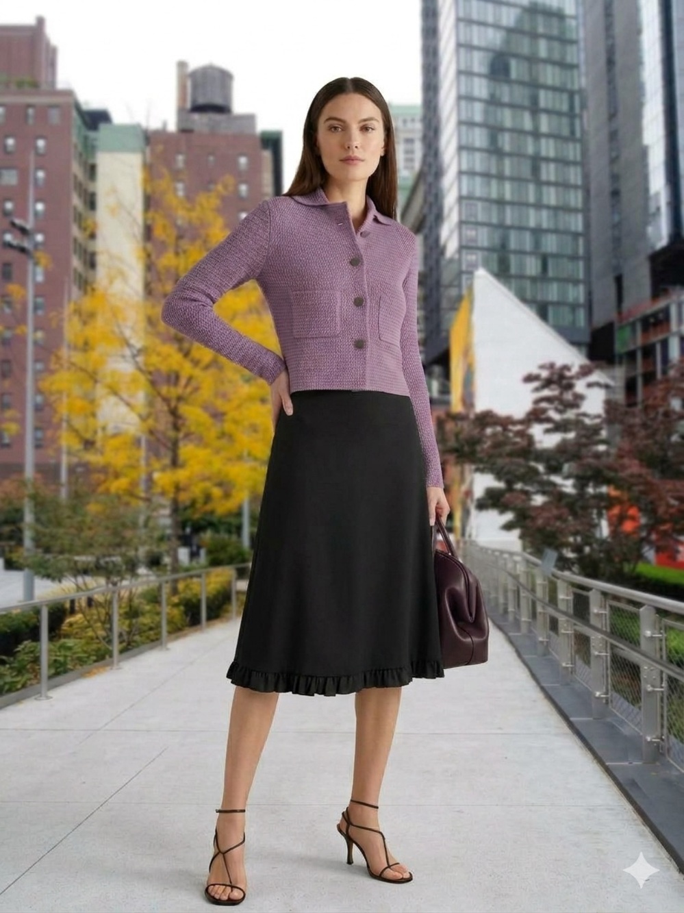 Ruffle Hem Wool Blend Skirt NWT